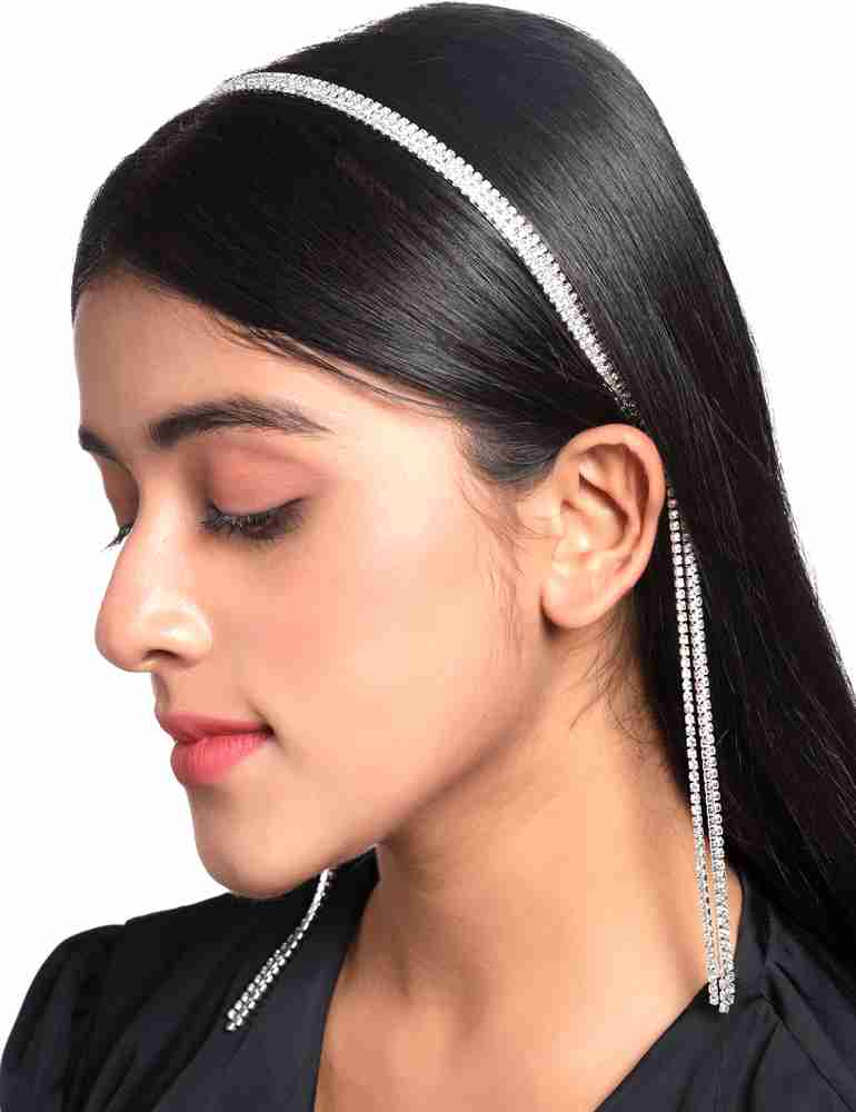 YELLOW CHIMES Crystal Hair Band Tassel Head Hair Band Wedding Wear