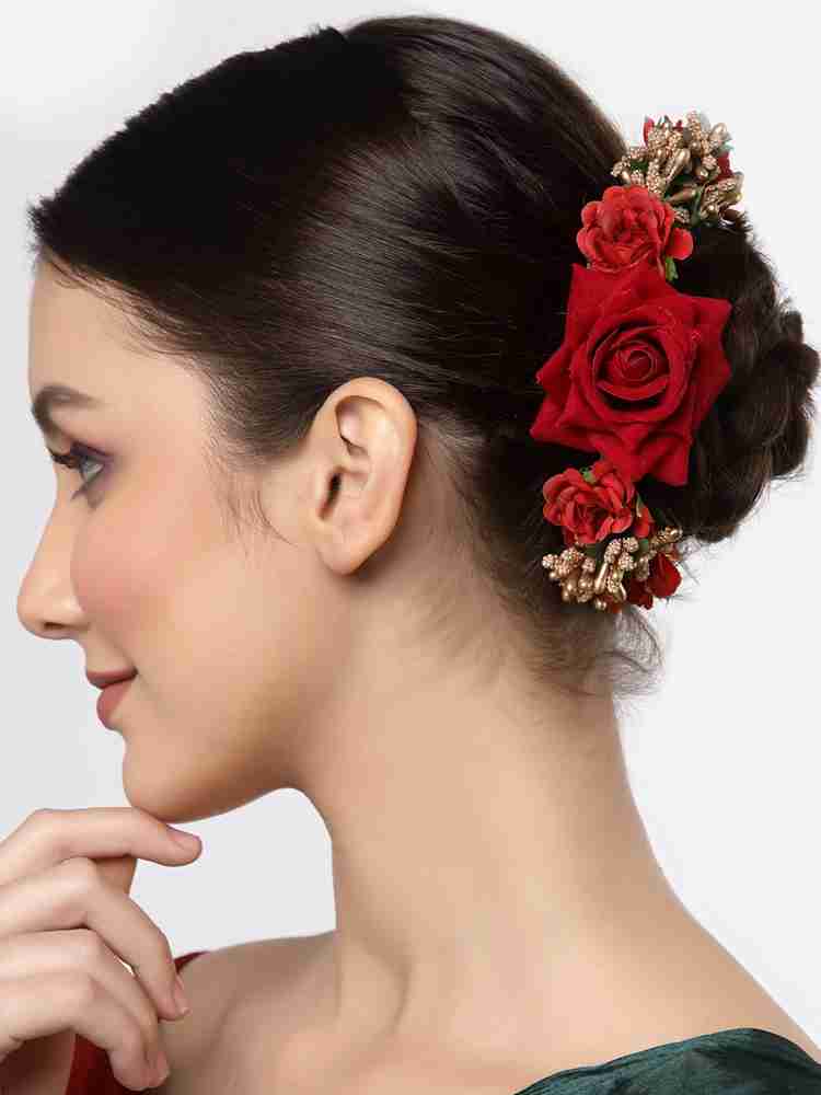 Big red rose for hair deals