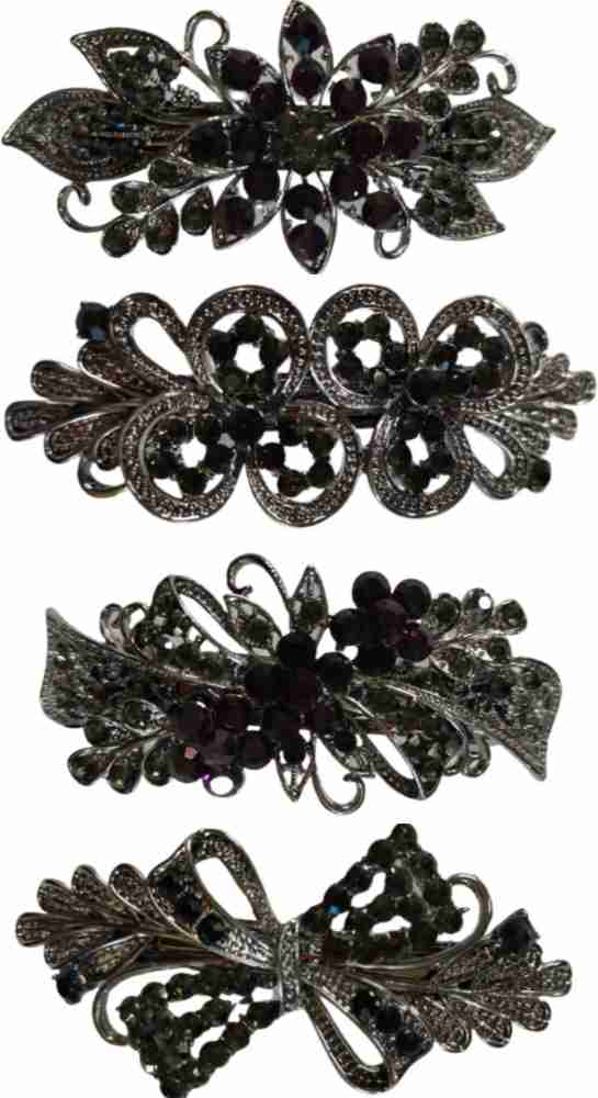 Mia Hair Stickers, Small Clip-less Hair Ornaments, Hair Accessories, Hair  Barrettes, Skulls + Crossbones, Black Sparkly Silver, for Bangs, Updos
