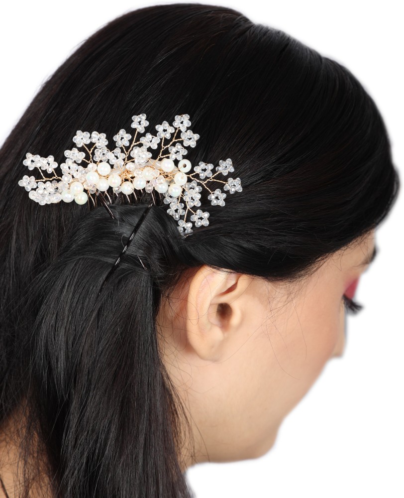 Easedaily Bride Wedding Hair Comb Silver Crystal Hair Pieces Rhinestone  Headpieces Bridal Hair Clip Side Combs Hair Accessories for Women and Girls  A-Silver