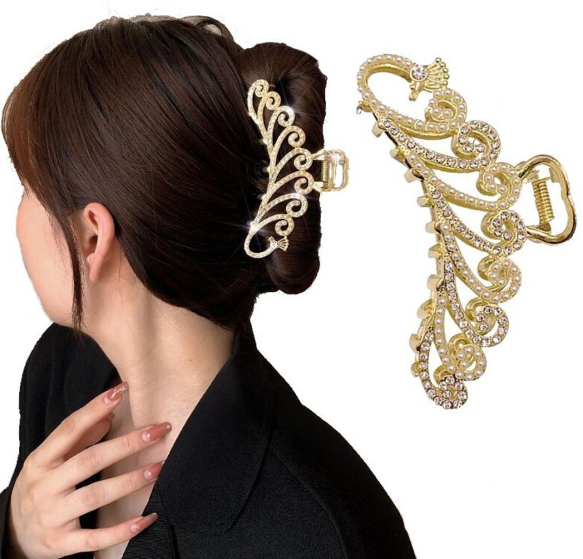 GOLD METAL CRYSTALS HAIR CLIP