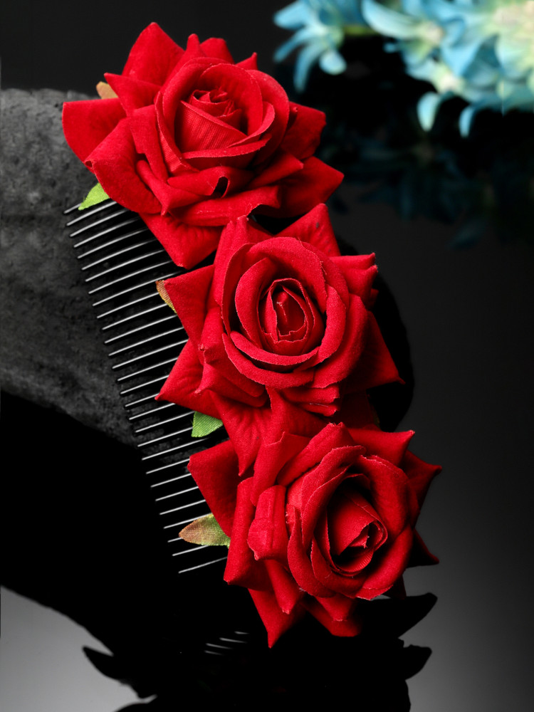 Red flower shop hair piece