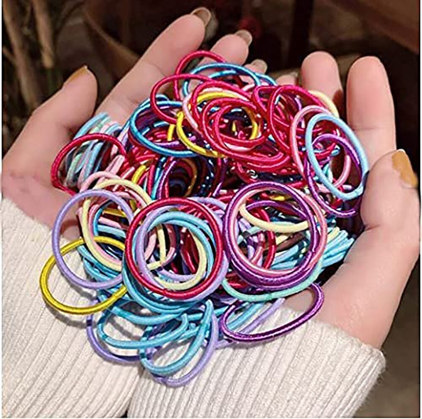 SYGA Elastic Hair Ties for Thin Hair Ponytail Holders Value Pack for Newborn Girls 100pcs pack Multicolor Mixed 5105 Rubber Band