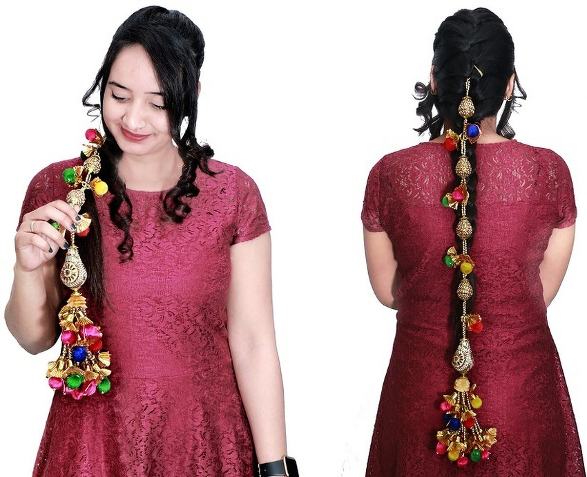 A H S Heavy Square Design Jhumka Style Paranda Jewelry For Women Girl Braid Extension Price in India Buy A H S Heavy Square Design Jhumka Style Paranda Jewelry For