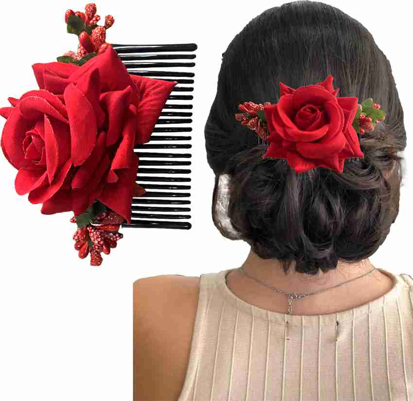 Temperia 2pcs Hair Accessories For Women Girls Rose Artificial