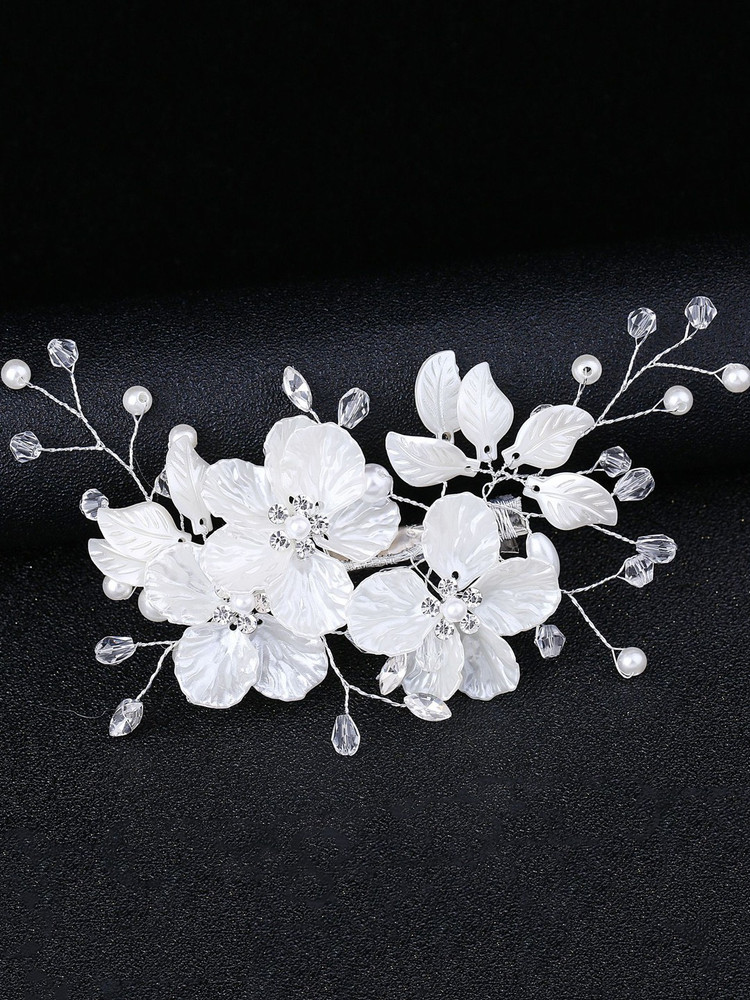 YELLOW CHIMES Wedding Hair Comb Barrette Flower Crystal Bridal