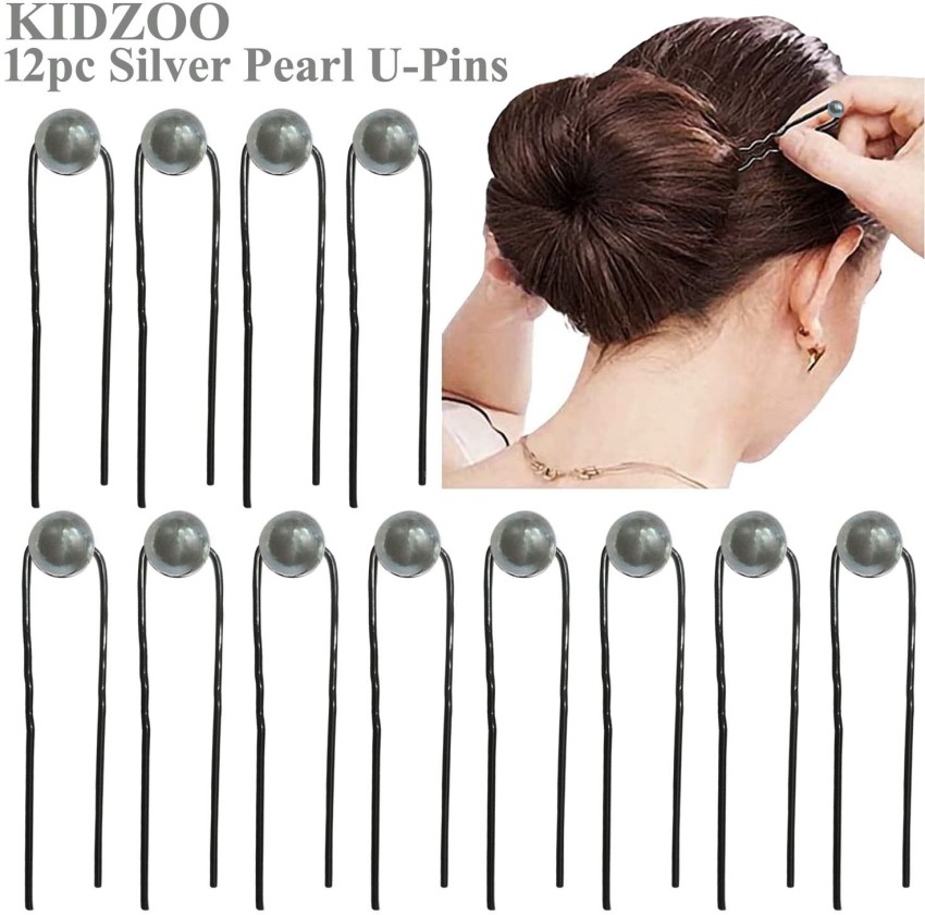 Kidzoo 12pc Pearl Upins U-Shape Metal Hairpins For Hair Decoration