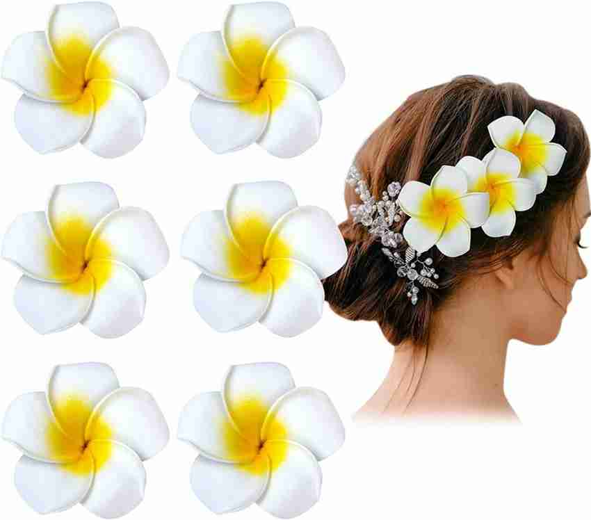 SHIVAMKRAFT 6 Piece Hawaii Flower Hair Clips Plumeria Foam Hair