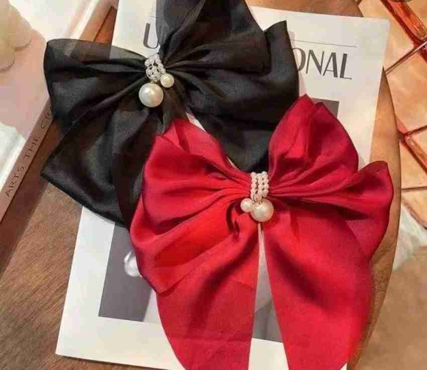 fetico VELVET BOW WITH PEARL HAIR CLIP