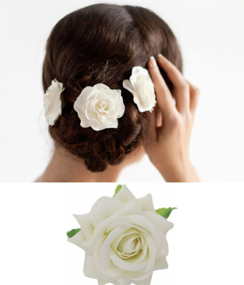 Swastik Creation Rose Flowers Hair Clips Pins Juda Clip For