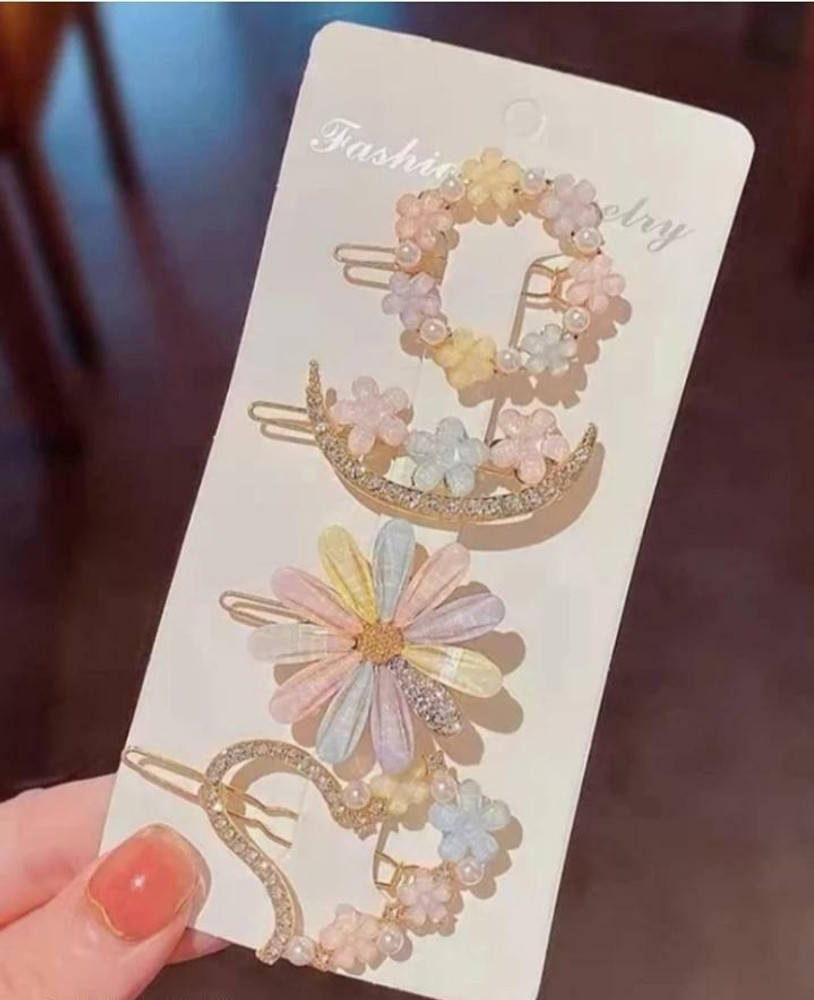 kraft Korean Fancy Premium Quality Flower Hair Pins Hair Clip