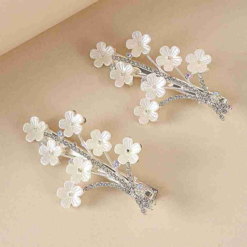 DENICRAAS Fancy Beautiful white flower stone hair accessories for girls pack of 2 Hair Clip Price in India Buy DENICRAAS Fancy Beautiful white flower stone hair accessories for girls pack of