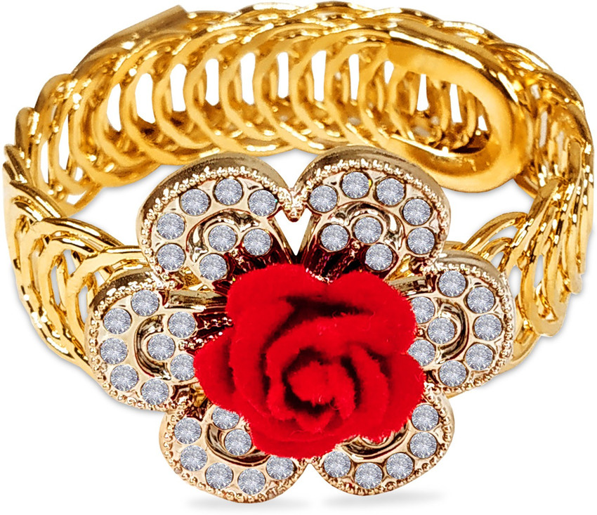 Gold bracelet with red roses outlet