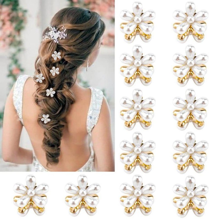 10 PCS Small Pearl Hair Claw Clips Mini Pearl Claw Clips with Flower  Design, Sweet Artificial Bangs Clips Decorative Hair Accessories for Women  Girls 