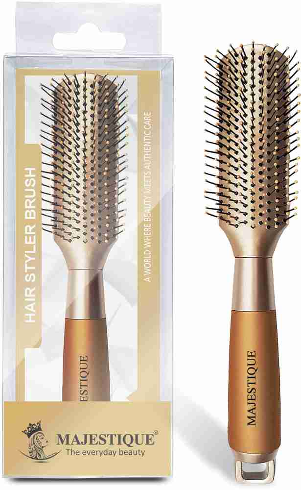 MAJESTIQUE Golden Fusion Vent Hair Brush for Blow Drying Styling and Solon for Men Women