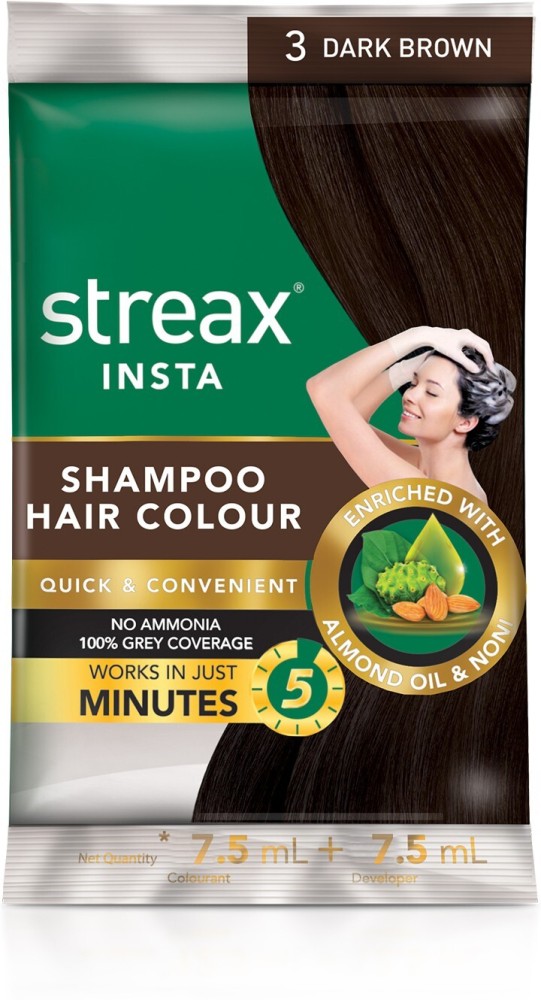 Streax insta Shampoo hair color Review  Demo  Dark Brown color  Hair  colour at home haircolor  YouTube