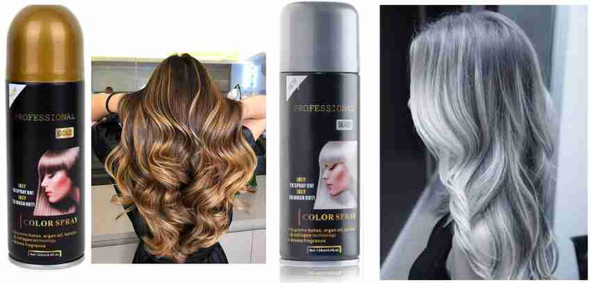Woman in gold hair mist store