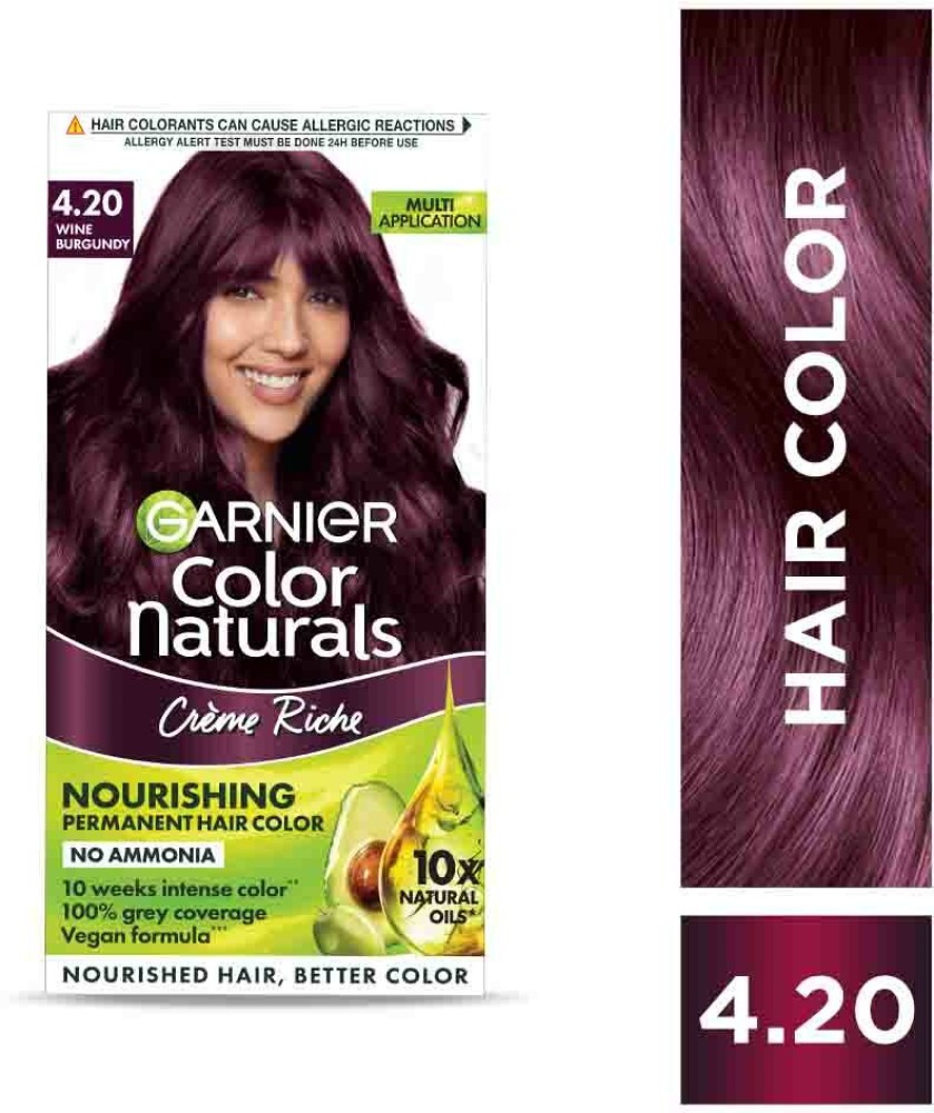 Buy Garnier Color Naturals Creme hair color, Shade 4.20 Wine Burgundy (70  ml + 60 g) Online | Purplle