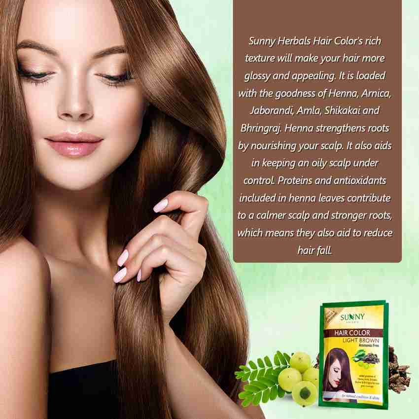 Sunny Herbals HAIR COLOR LIGHT BROWN Pack of 4 LIGHT BROWN