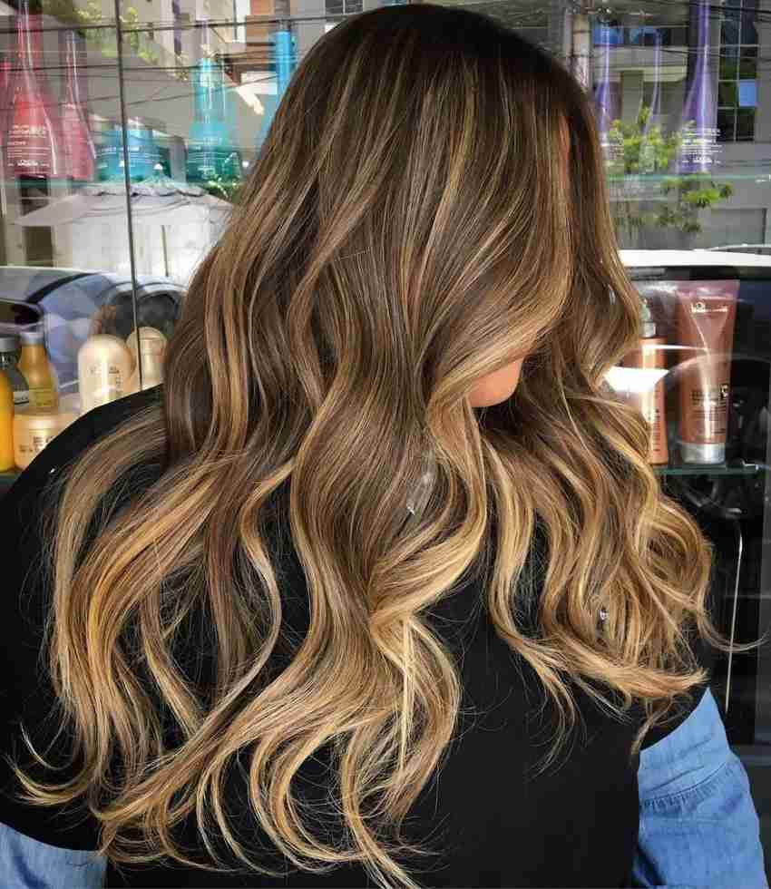 Golden highlight hair colour sale