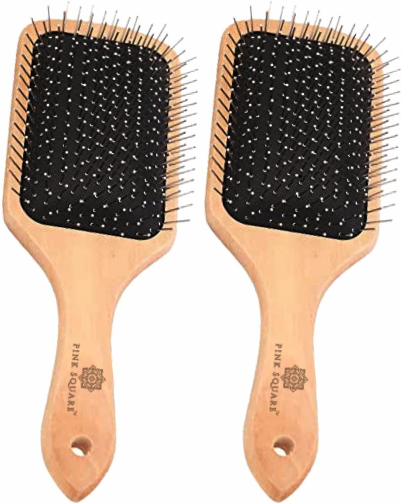 Pink Square Wooden Bamboo Eco Friendly Paddle Hair Brush For Thin Long Curly Hair Pack 2 Price in India Buy Pink Square Wooden Bamboo Eco Friendly Paddle Hair Brush For Thin