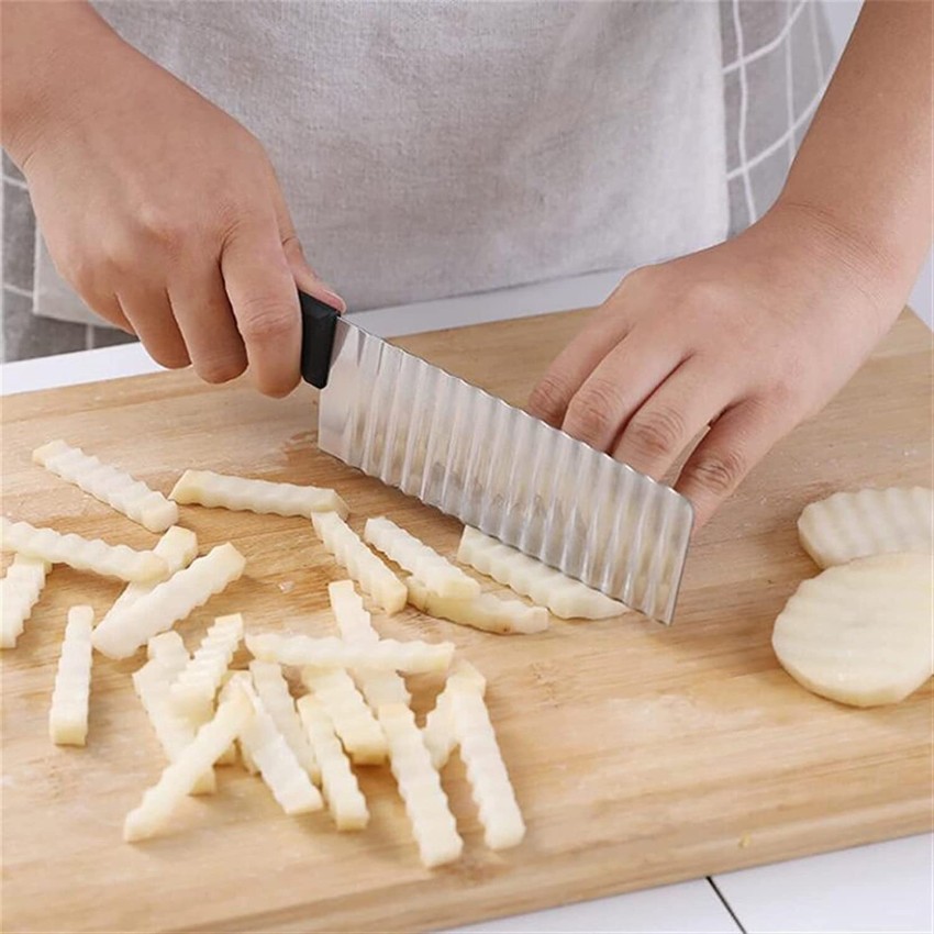 1pc Stainless Steel French Fry Cutter, Daily Black Multi-purpose Potato  Wave Cutter For Kitchen