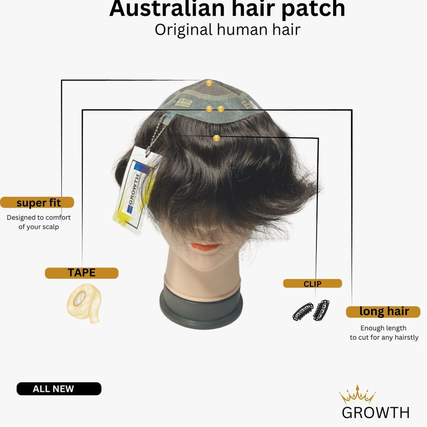 GROWTH Australian Patch for Men 100 Head Toupee Natural Looking 8x5 Black Hair Extension Price in India Buy GROWTH Australian Patch for Men 100 Head Toupee Natural Looking 8x5 Black Hair