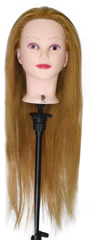80% Real Human Hair Mannequin Head Model, 18 Inches With Stand