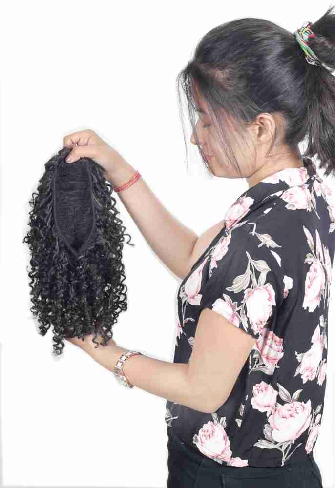 Ritzkart 12 inch Natural Black Synthetic Puff Ponytail pieces for