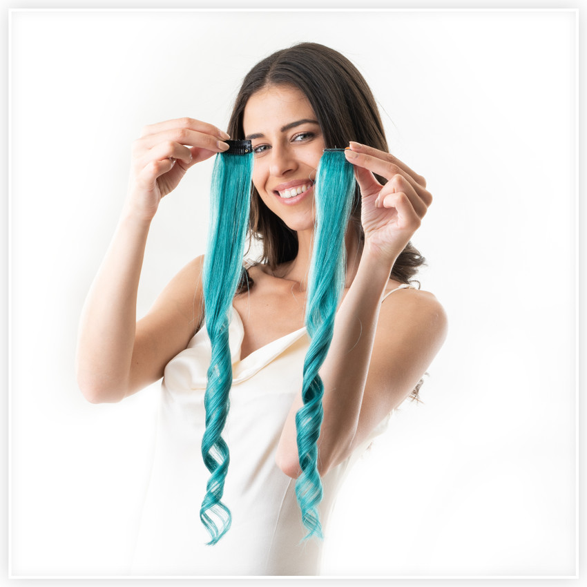 Turquoise hair extensions human hair top