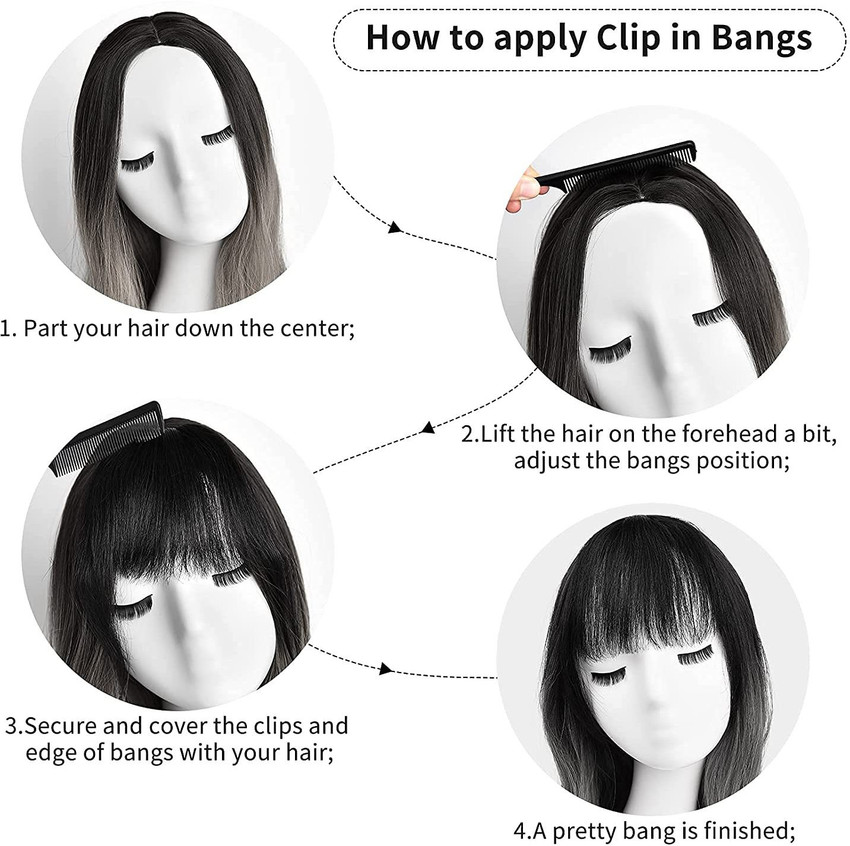 Views Bird Clip On Bangs Natural Black Extensions For Woman Girls