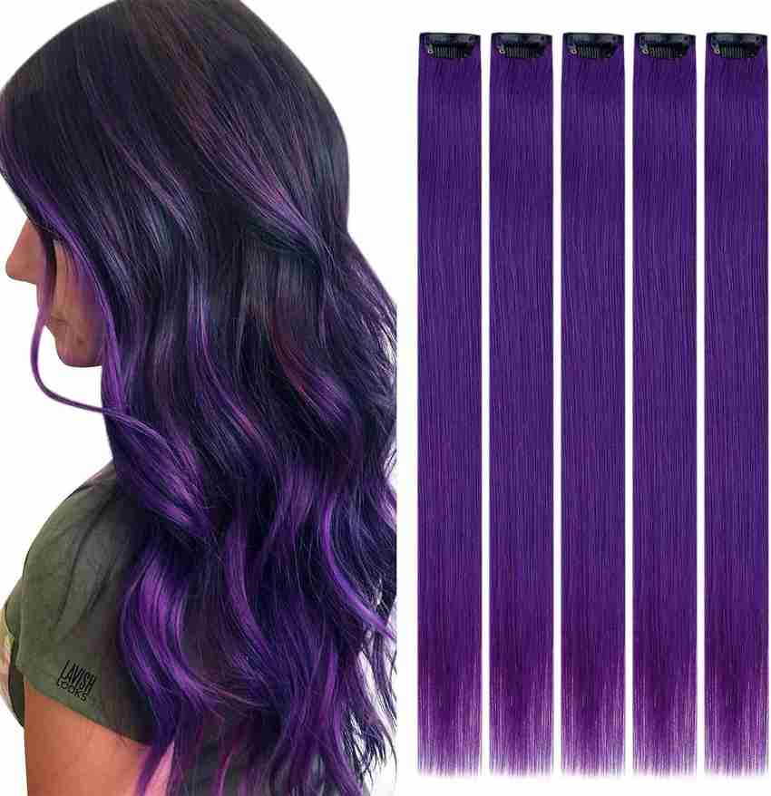 ABNITIO 100 Natural Human Clip In Color Streaks 18 inches Pack Of 1 Purple Hair Extension Price in India Buy ABNITIO 100 Natural Human Clip In Color Streaks 18 inches Pack