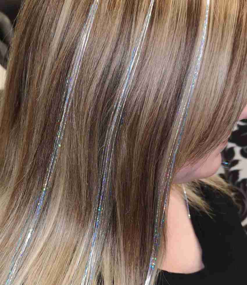 MYYNTI Silver Tinsel Extensions Strands Sparkling Shiny pack of