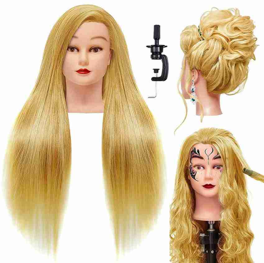 JALIYA Mannequin Head Human Hair with Stand, Hairdressers' Practice Training