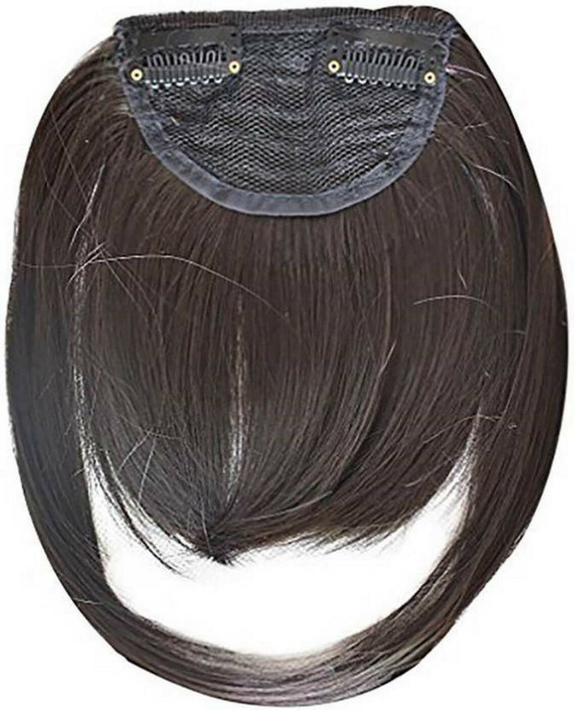 CRIBE Synthetic Front Extensions Clip for Women Dark Brown Hair Extension