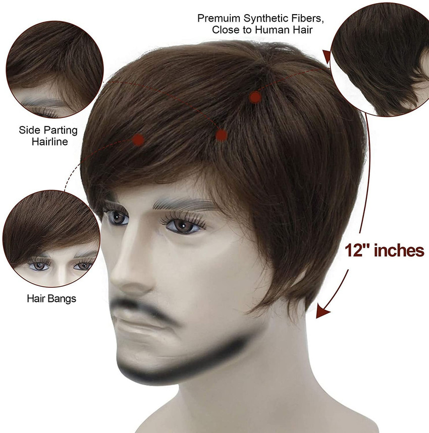 Hymaa Men s Short Light Brown wigs Hair Extension Price in India Buy Hymaa Men s Short Light Brown wigs Hair Extension online at Flipkart