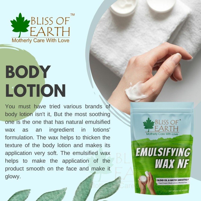 Bliss of Earth Emulsifying Wax NF Cosmetic Grade Wax for Thickening Soap,  Lotion, Moisturizer Wax - Price in India, Buy Bliss of Earth Emulsifying  Wax NF Cosmetic Grade Wax for Thickening Soap
