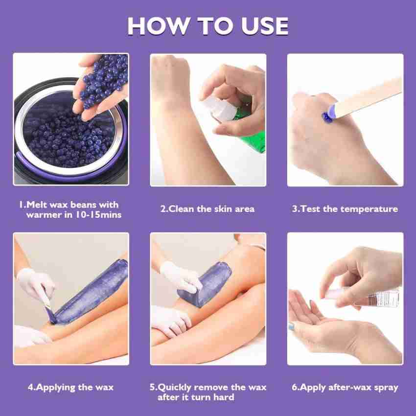 Purple Wax Warmer Hair Removal Kit with 5 pack Hard Wax Beans and