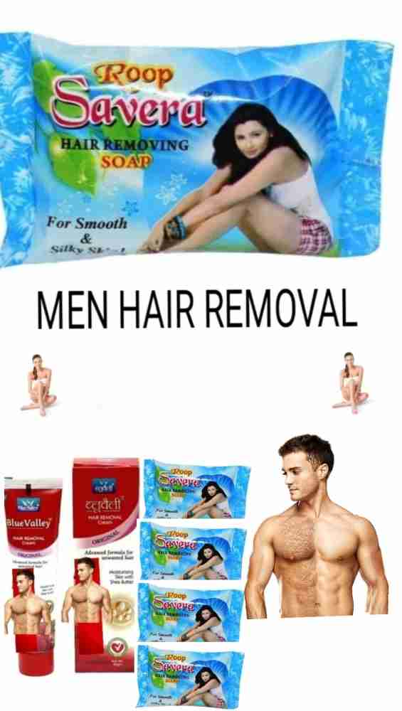 ROOP SAVERA Men hair removal soap set of 4 with hair removal cream