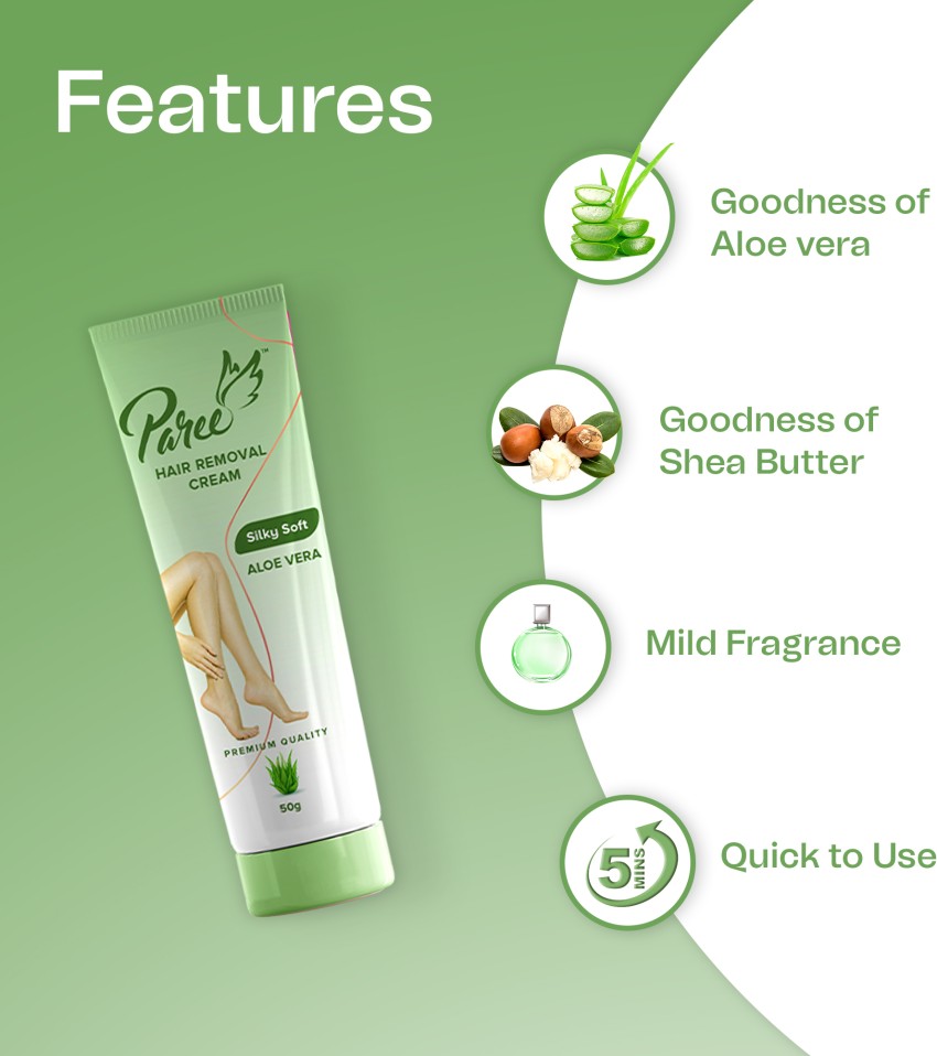 Paree Hair Removal Cream for Women | Silky Soft Smoothing Skin with Aloe  Vera Extract Cream