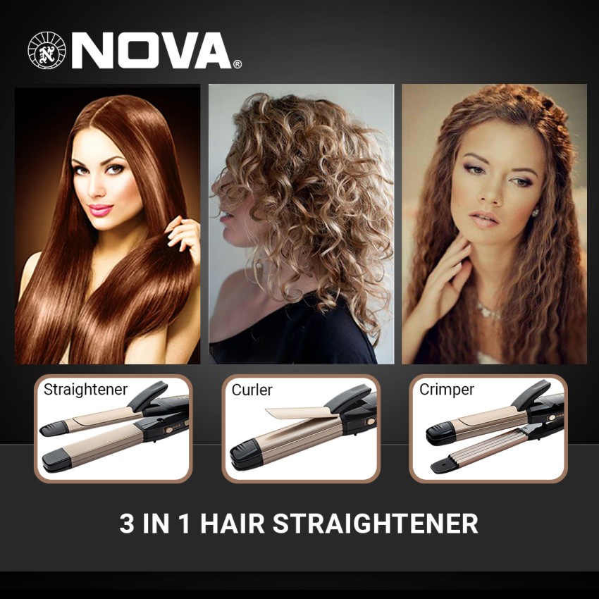 NOVA 3 in 1 Hair Styler Straightener Curler Crimper NHS 803 Hair Straightener NOVA Flipkart