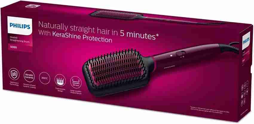 PHILIPS BHH730 BHH730 00 Dark Wine Color Naturally Heated Silk Protect technology Hair Straightener Brush