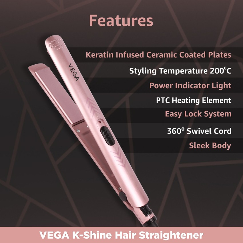 VEGA K Shine with Keratin Infused Plates VHSH 28 K Shine Hair