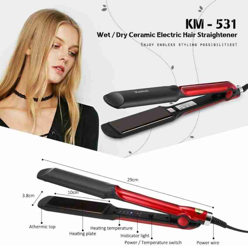 Hair straightener with outlet temp control