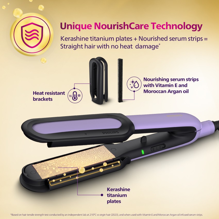 PHILIPS NourishCare No heat damage with Vitamin E Morrocan Argan Oil Serum Strips BHS503 40 Hair Straightener PHILIPS Flipkart