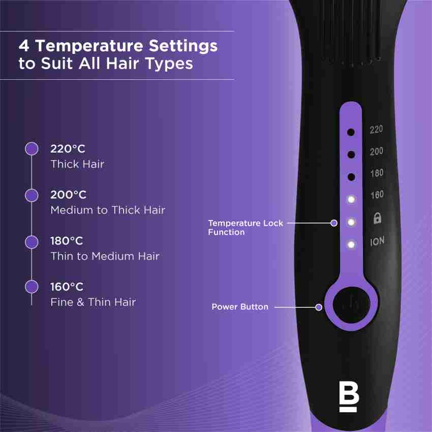 BBlunt Pro Insta Smooth Hair Straightening Brush Hair Straightener Brush