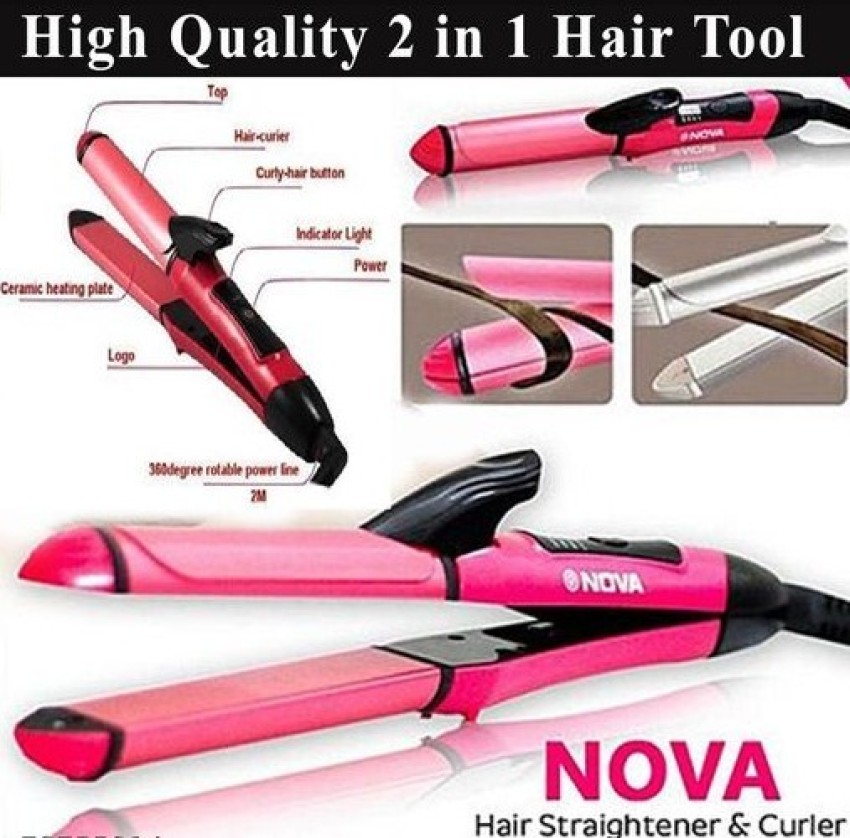 Nova essential 2 in 1 outlet hair straightener and curler