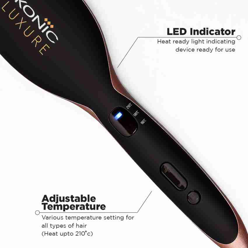 Ikonic Professional Hot Hair Straightener Brush with Unique Bristle to give Volume and Protect Scalp IKL HB Hair Straightener Brush