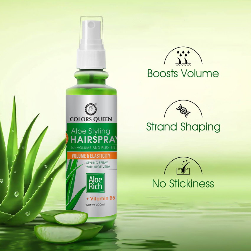 COLORS QUEEN Aloe Styling Hair Volume Spray for Men Women Infused with Aloe Vera Vitamin B5 Hair Spray Price in India Buy COLORS QUEEN Aloe Styling Hair Volume Spray for
