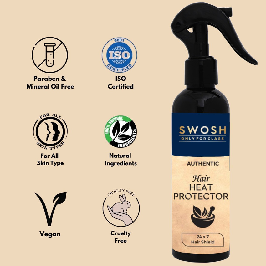 SWOSH Natural Hair Heat Protection Spray For Hair Straightener For